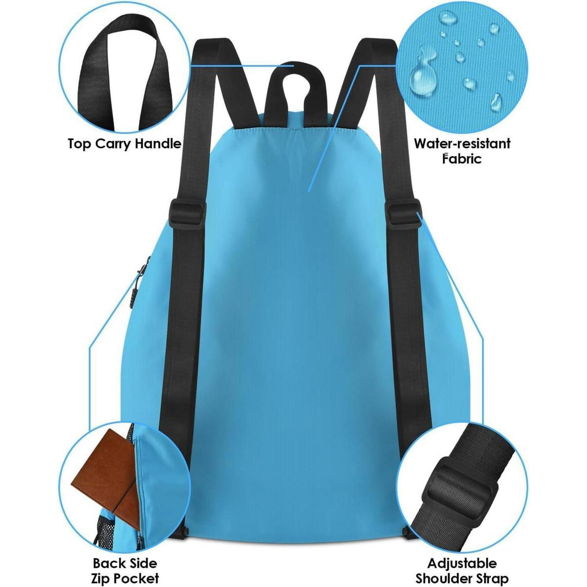 Mesh-Rucksack mit Kordelzug, wasserdicht, für Sport & Strand