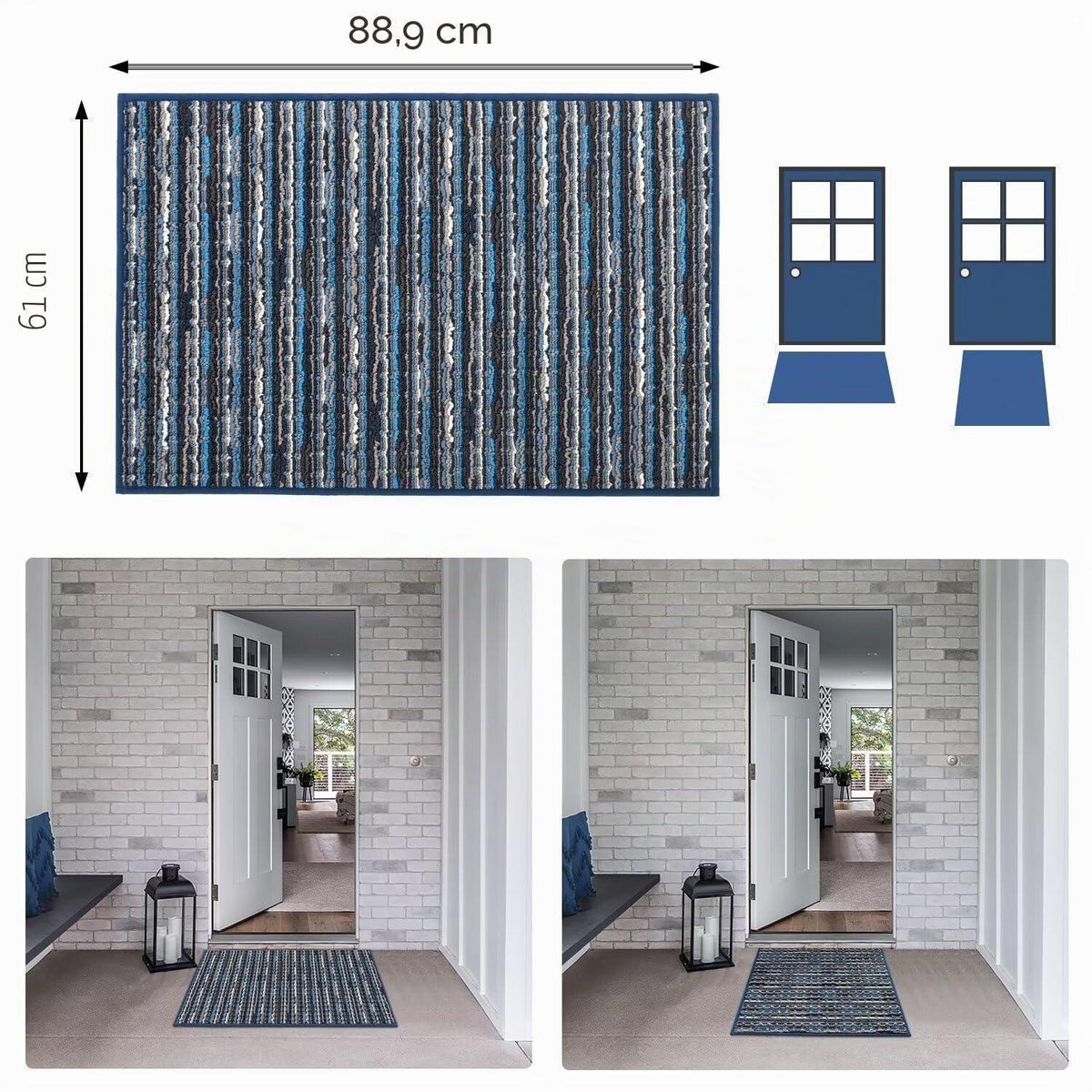 Fußmatte 60x90cm rutschfest & waschbar – Schmutzfangmatte für Eingang