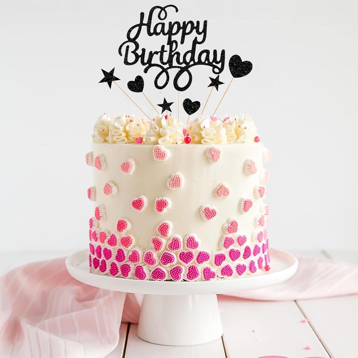 Geburtstagsdeko für Frauen Mädchen Schwarz Rosa Luftballons Banner 89 Stück