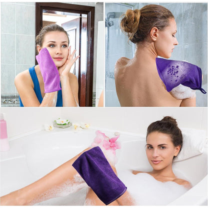 Mikrofaser Waschhandschuhe Lila 6er Pack für Gesicht & Körper