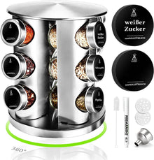 Gewürzregal 360° Rotation Stehend Gewürzorganizer 12 Gewürzdosen 100ml