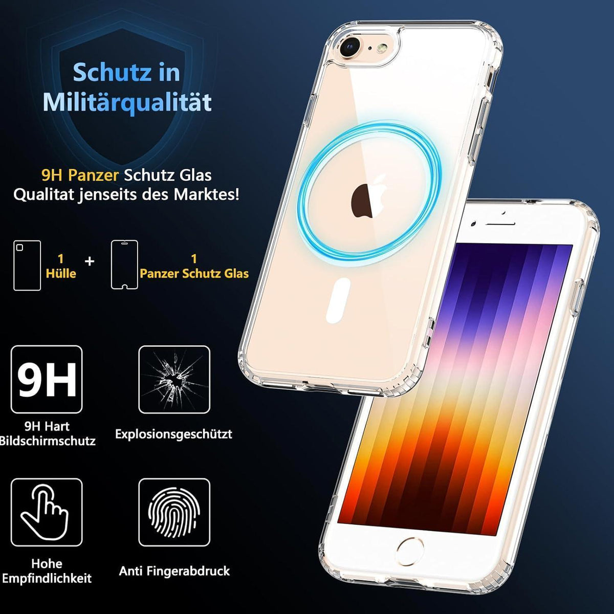 iPhone SE 2020/2022 Hülle Transparent mit MagSafe & Schutzfolie