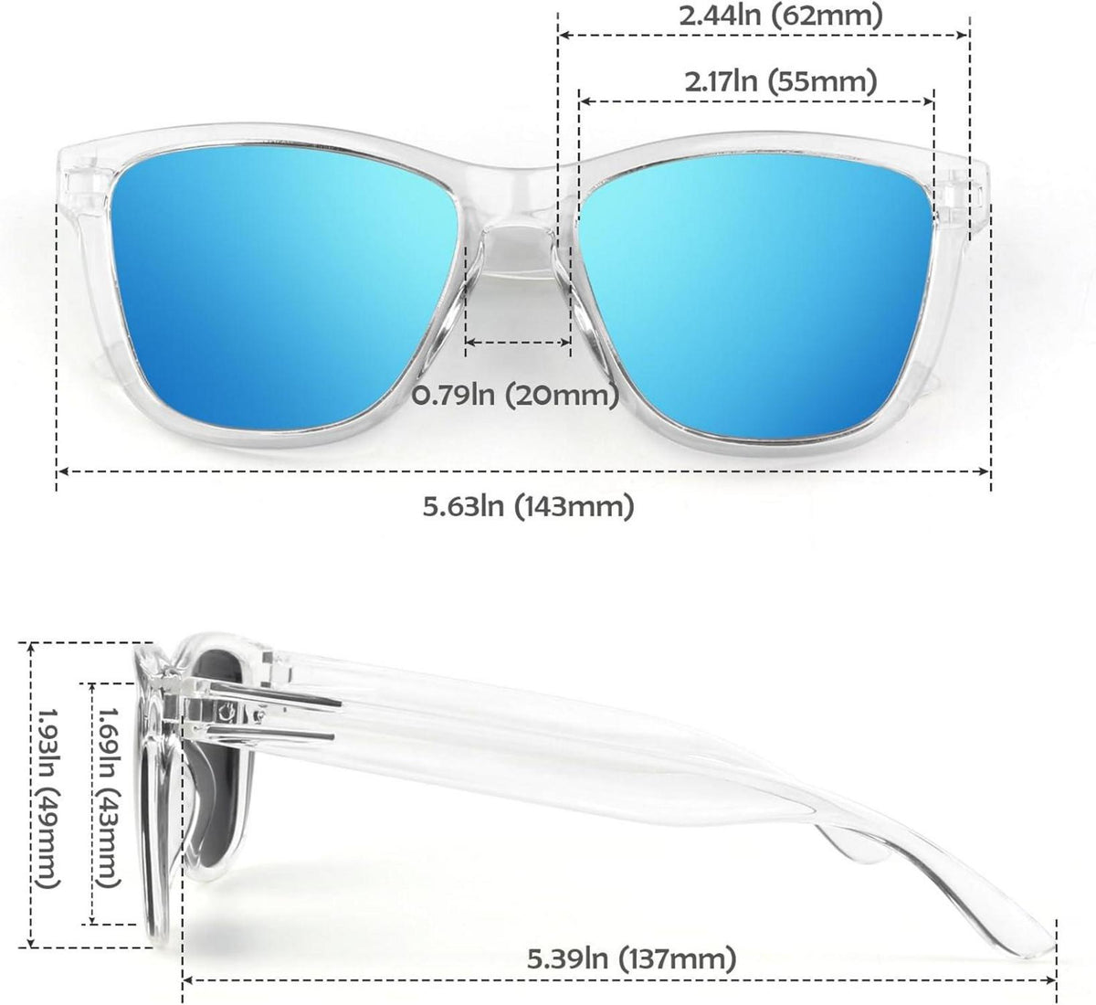 LINVO Sonnenbrille Polarisiert UV400 Retro Eckig Verspiegelt Fahren Angeln CAT 3