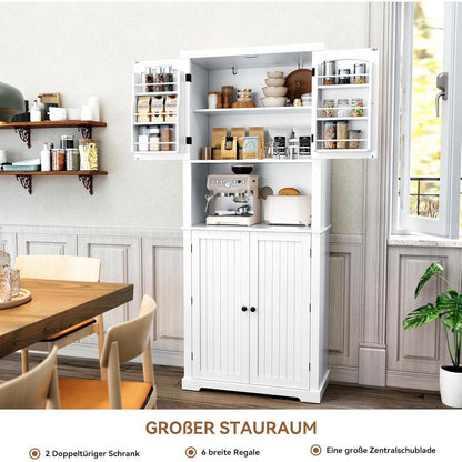 Küchenschrank mit Arbeitsplatte & Regalen – Weißer Buffetschrank