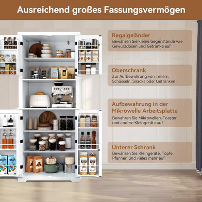 Küchenschrank mit Arbeitsplatte & Regalen – Weißer Buffetschrank