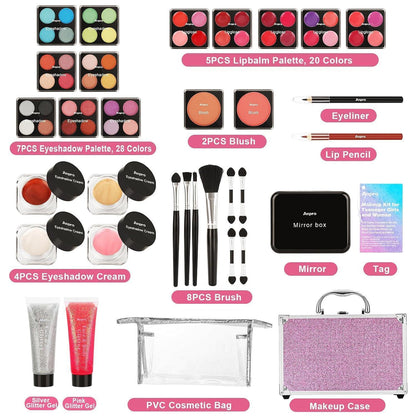 Komplettes Teen Make-up Set mit Kosmetiktasche & Pinseln