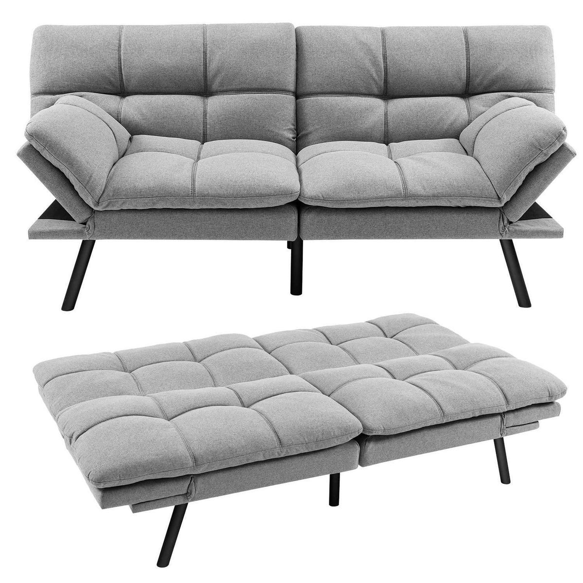 GOPLUS Schlafsofa 2-Sitzer mit verstellbarer Rückenlehne