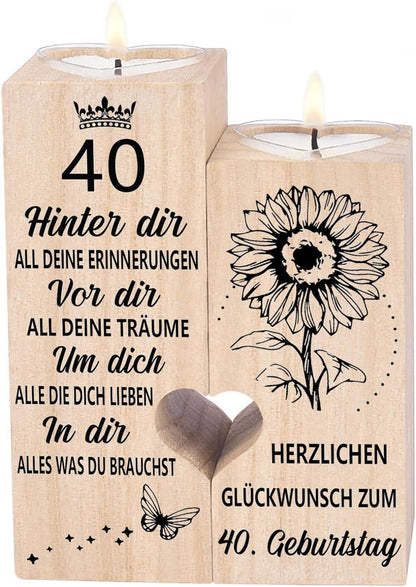 Kerzenhalter Holz Herz Teelichthalter inkl. Kerze - Deko