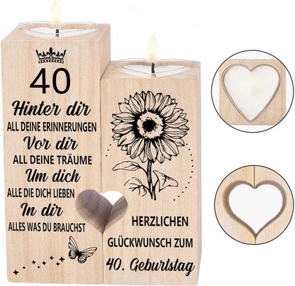 Kerzenhalter Holz Herz Teelichthalter inkl. Kerze - Deko