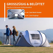 Wurfzelt 4-6 Personen wasserdicht mit 2 Fenstern für Outdoor