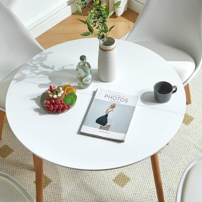 Runder Esstisch Set für 4 Personen – Weißes Esszimmer-Set