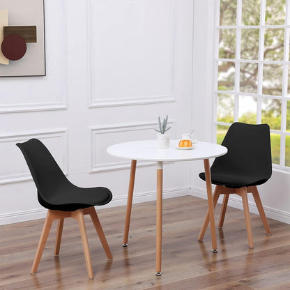 Runder Esstisch Set für 2 Personen – Weißer Tisch + 2 Schwarz Stühle