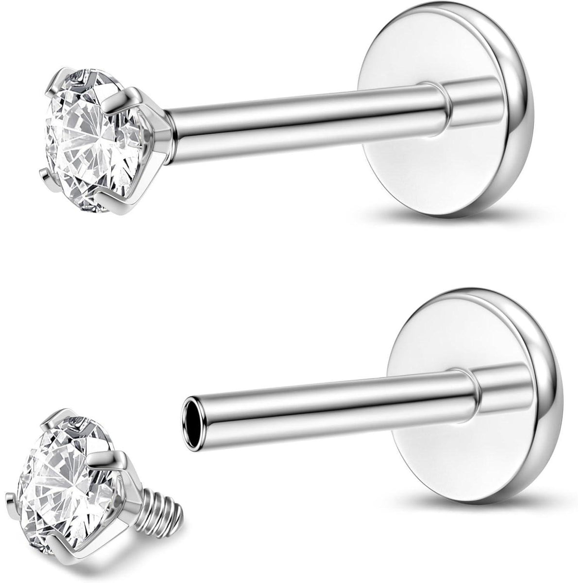 Titan Piercing Set 18G/16G – Labret, Lippen, Nasen, Ohrstecker