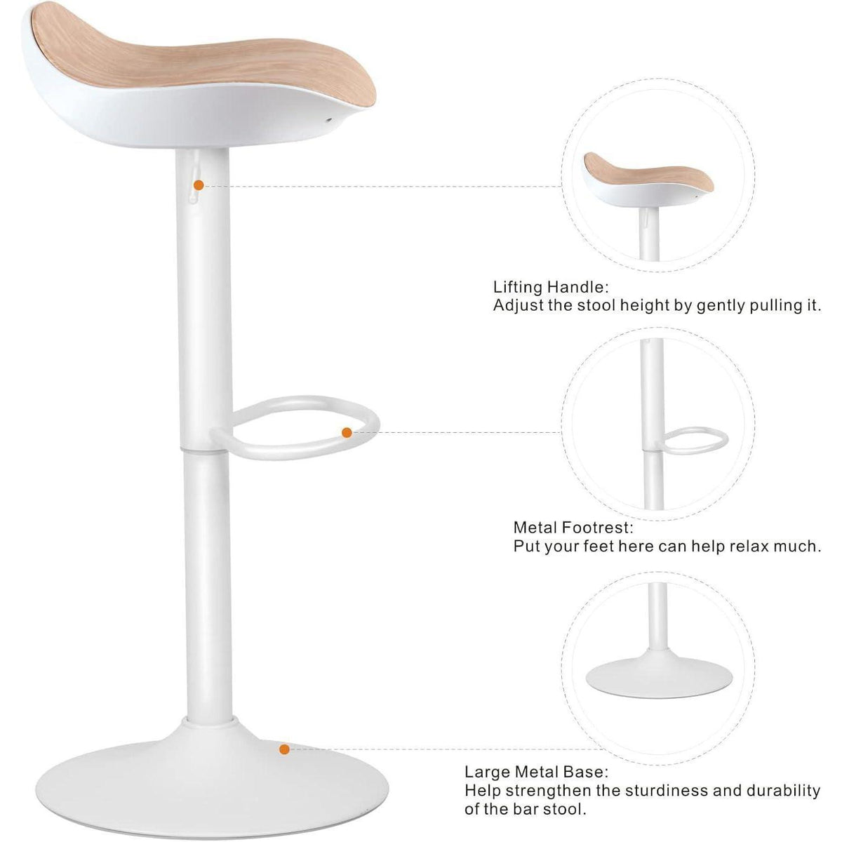 YOUNIKE Barhocker 2er Set, Höhenverstellbar & 360° Drehbar