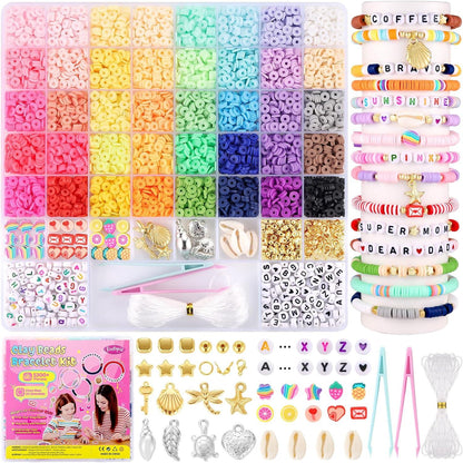 DIY Armband Set 5300 Heishi Perlen Mädchen Kinder 40 Farben Clay