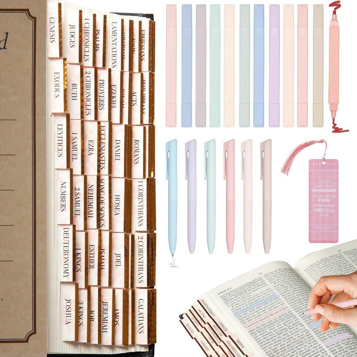 Bibel-Set: Textmarker, Stifte & Tabs für Bibelstudium