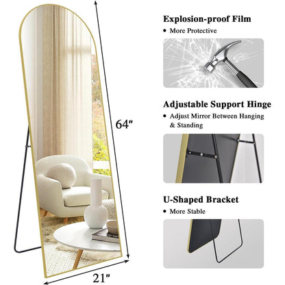 Gewölbter Ganzkörperspiegel 161x52cm – Stehspiegel für Schlafzimmer & Wohnzimmer
