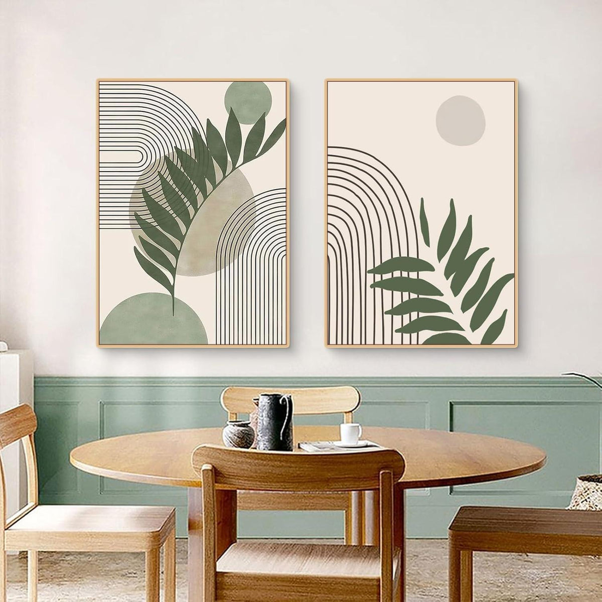 3er Boho Bilder Set Grüne Pflanzen Poster Wanddeko