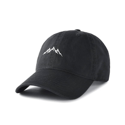 Baumwoll Baseball Cap mit Berg Stickerei – Schwarz M
