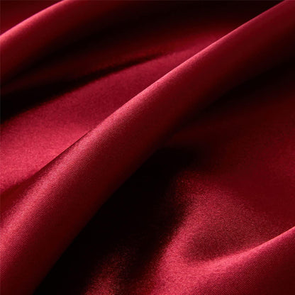 Bettwäsche-Set 135x200 cm, 4-teilig, Rot/Weinrot, Satin Glanz