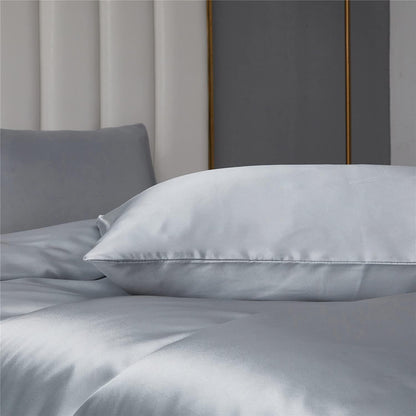 Bettwäsche-Set 135x200 cm Grau, 4-teilig, Glanzsatin