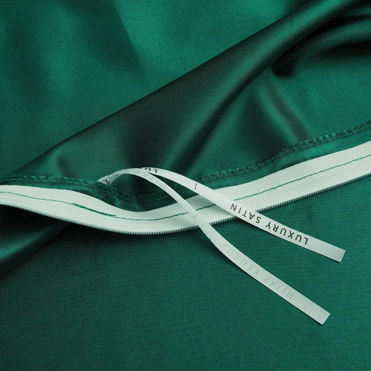 Satin Bettwäsche Set 135x200 Dunkelgrün 4-teilig Luxus