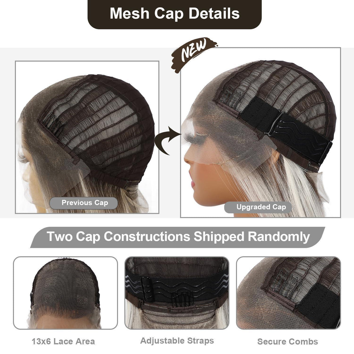 Lange Gerade Perücke 26 Zoll, Eschenweiß Lace Front Perücke