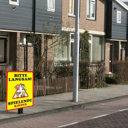 Kinderspielplatz Warnschild "Bitte langsam fahren" Metall