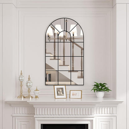 Gewölbter Wandspiegel Schwarz 105x60cm – Rustikaler Bogenspiegel