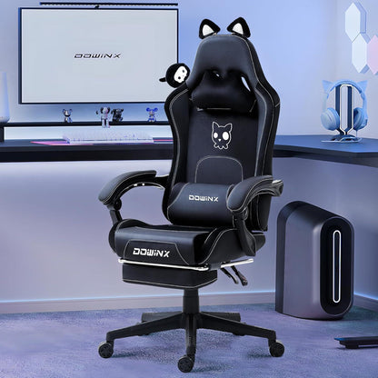 Dowinx Gaming Stuhl Weiße Katze - Ergonomisch in Lederoptik