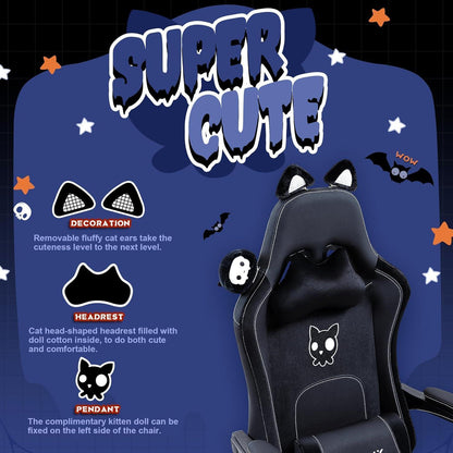 Dowinx Gaming Stuhl Weiße Katze - Ergonomisch in Lederoptik