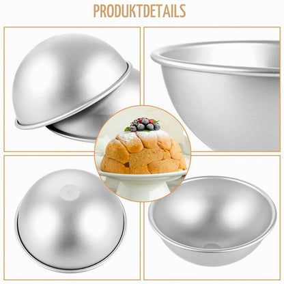 2x Halbkugel Backform 20cm - Aluminium Kuchenform für Torten