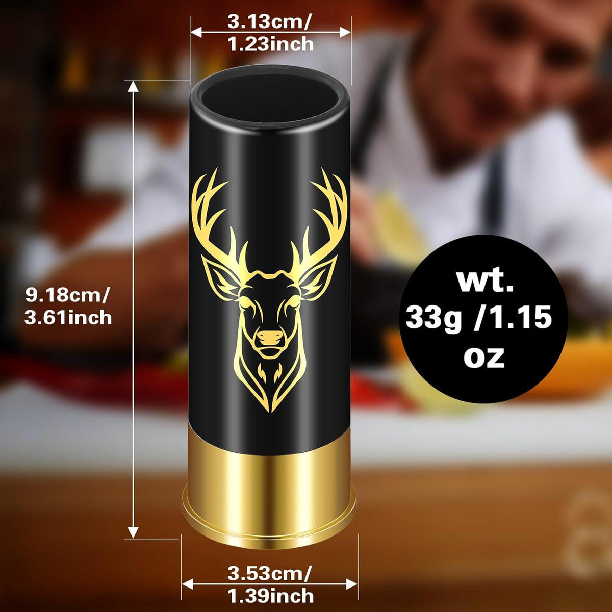 Schnapsgläser mit Hirschkopf 45ml Geschenkbox Jagd Männer Vatertag 12 GA Schwarz