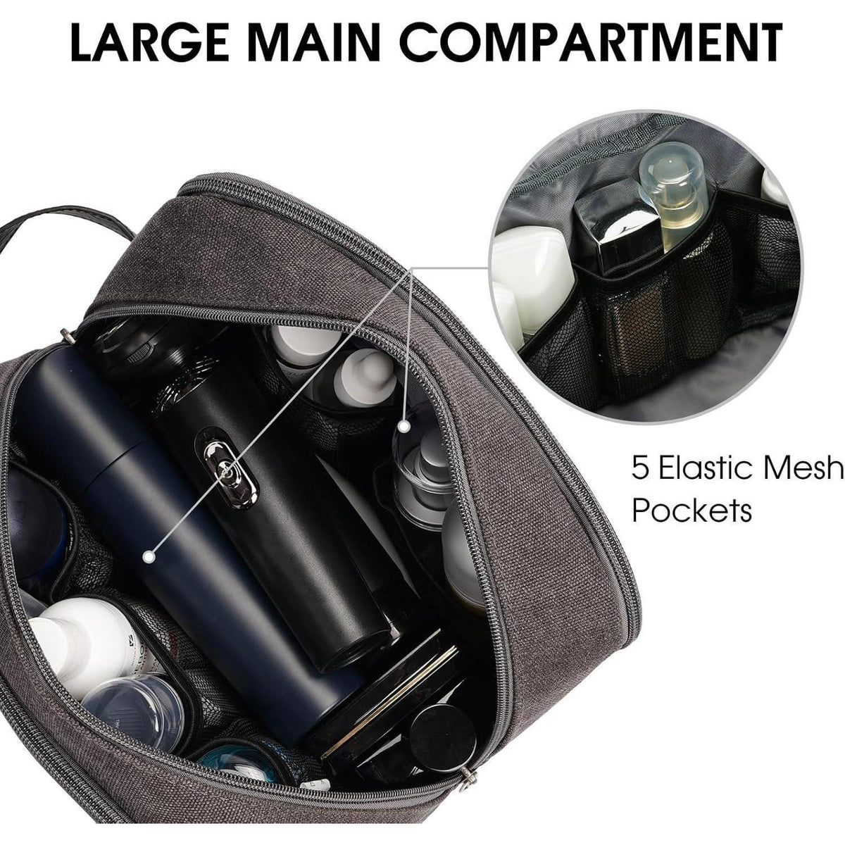 Kulturtasche Herren Dunkelgrau - Wasserabweisend & Funktional