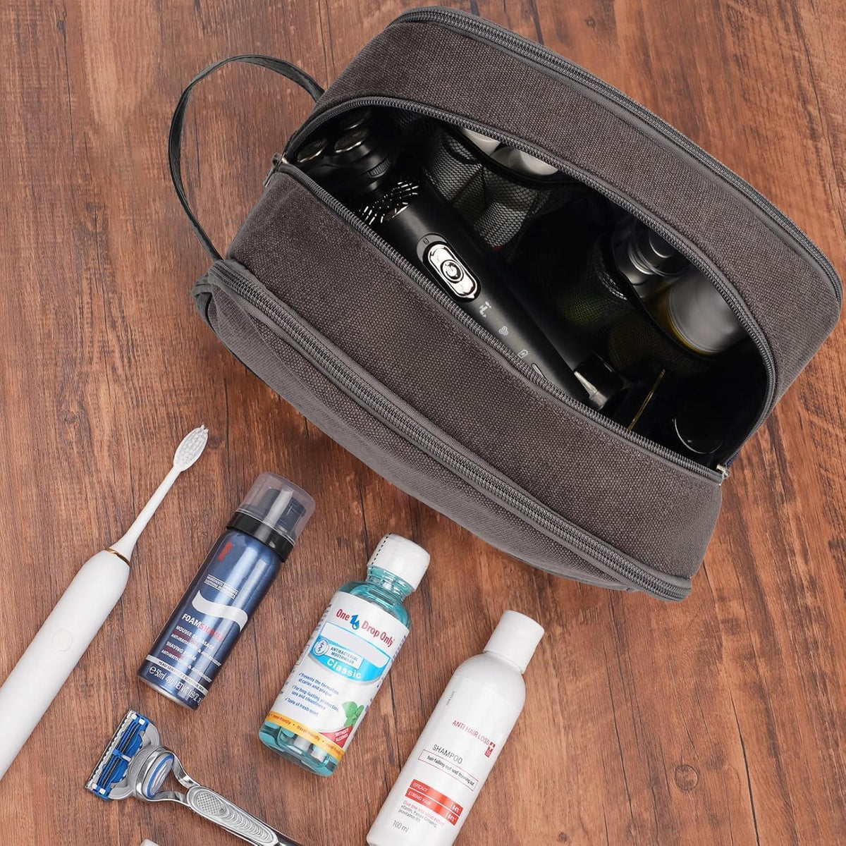 Kulturtasche Herren Dunkelgrau - Wasserabweisend & Funktional