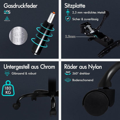 Ergonomischer Bürostuhl mit Fußstütze, Hohe