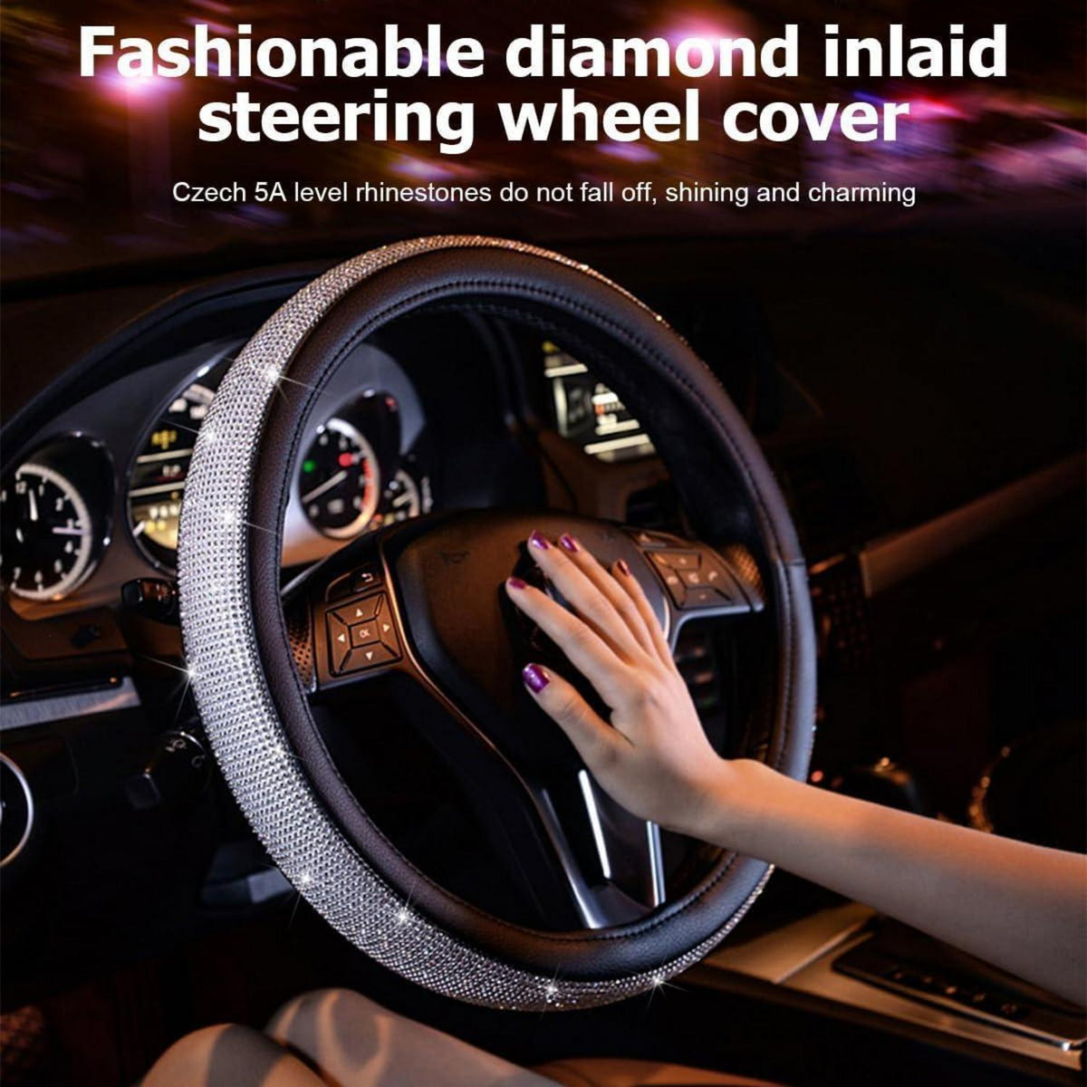 Diamant Lenkradabdeckung Kristall Auto Zubehör Weiß