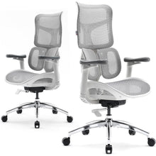 Ergonomischer Bürostuhl mit dualer Lordosenstütze und 4D-Armlehnen (Weiß)