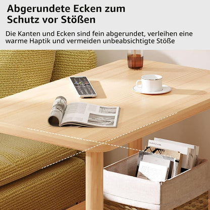 Drehbarer Beistelltisch Holz 2-Ebenen mit Rollen
