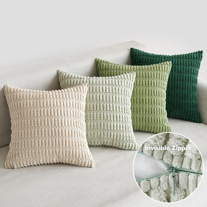 EMEMA Kordsamt Kissenbezüge 4er Set 45x45 cm Grün Serie