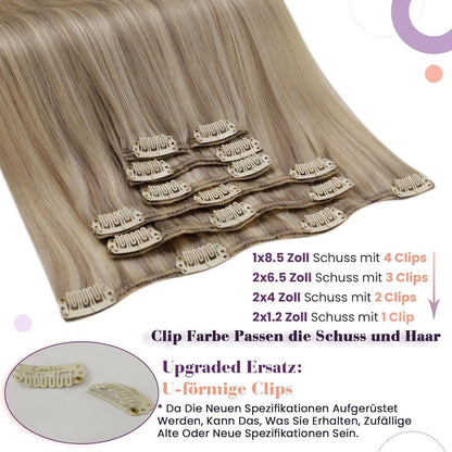 Echthaar Clip-in Extensions Blond Highlights 40cm