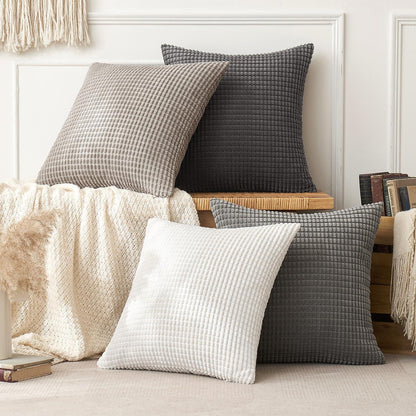 EMEMA Kordsamt Kissenbezug 4er Set 40x40 cm Grau Serie