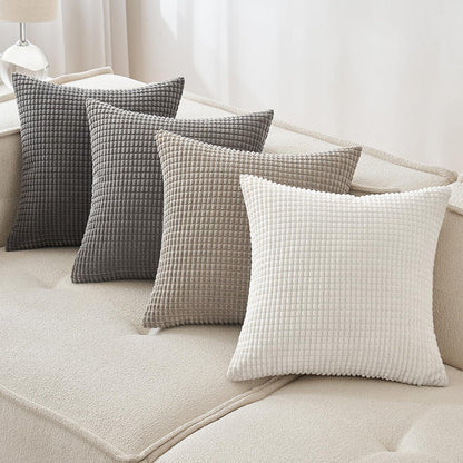 Kordsamt Kissenbezug Set Dekokissen Granulat Sofakissen 40x40 cm Grau