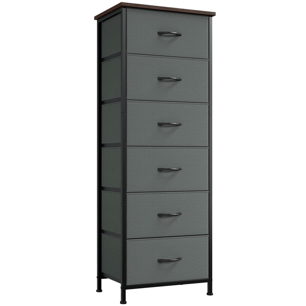 Somdot Kommode mit 6 Stoffschubladen – Grau, 115cm hoch