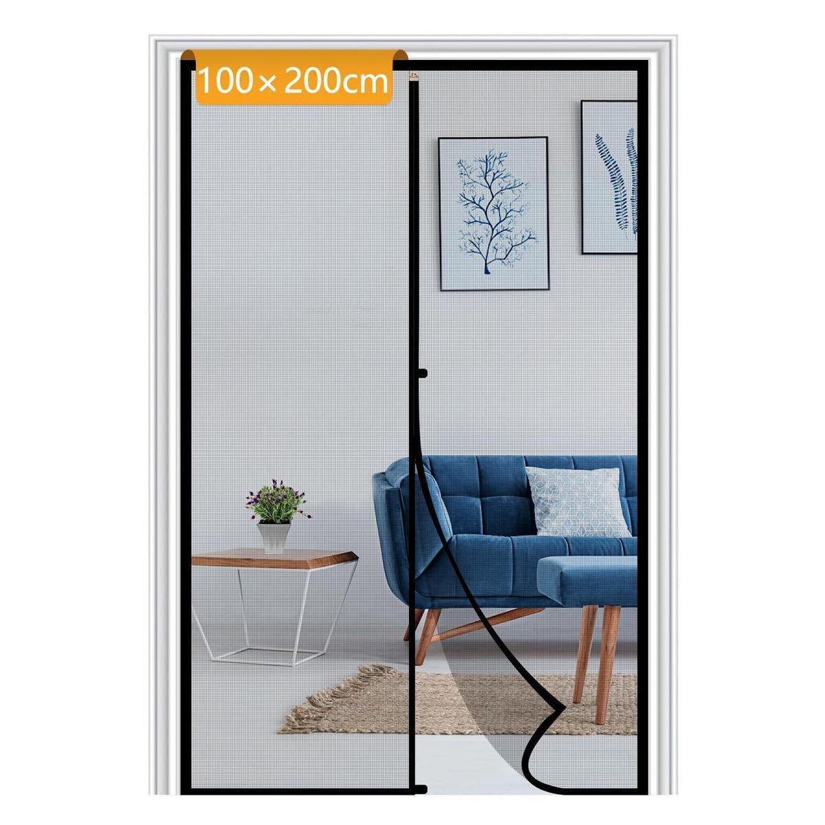 Magnetisches Fliegengitter für Balkontür 100x200cm – Insektenschutz ohne Bohren