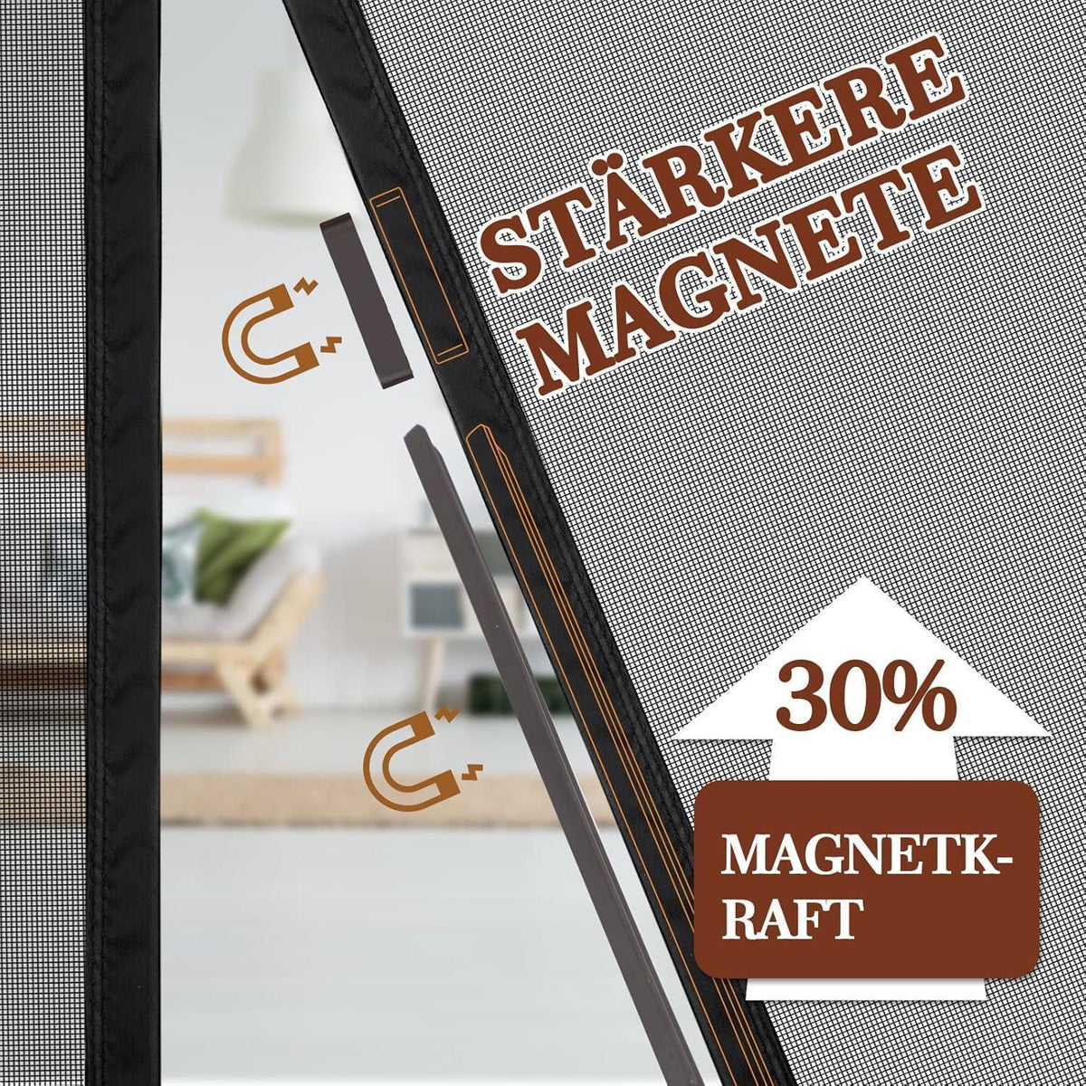 Magnetisches Fliegengitter für Balkontür 100x200cm – Insektenschutz ohne Bohren