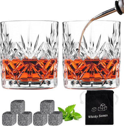 Whiskygläser 2er-Set Rocks-Gläser 325 ml Bourbon Cognac Rum Brandy