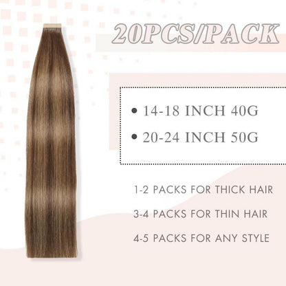 Echthaar Tape Extensions Goldbraun 55cm (22 Zoll)
