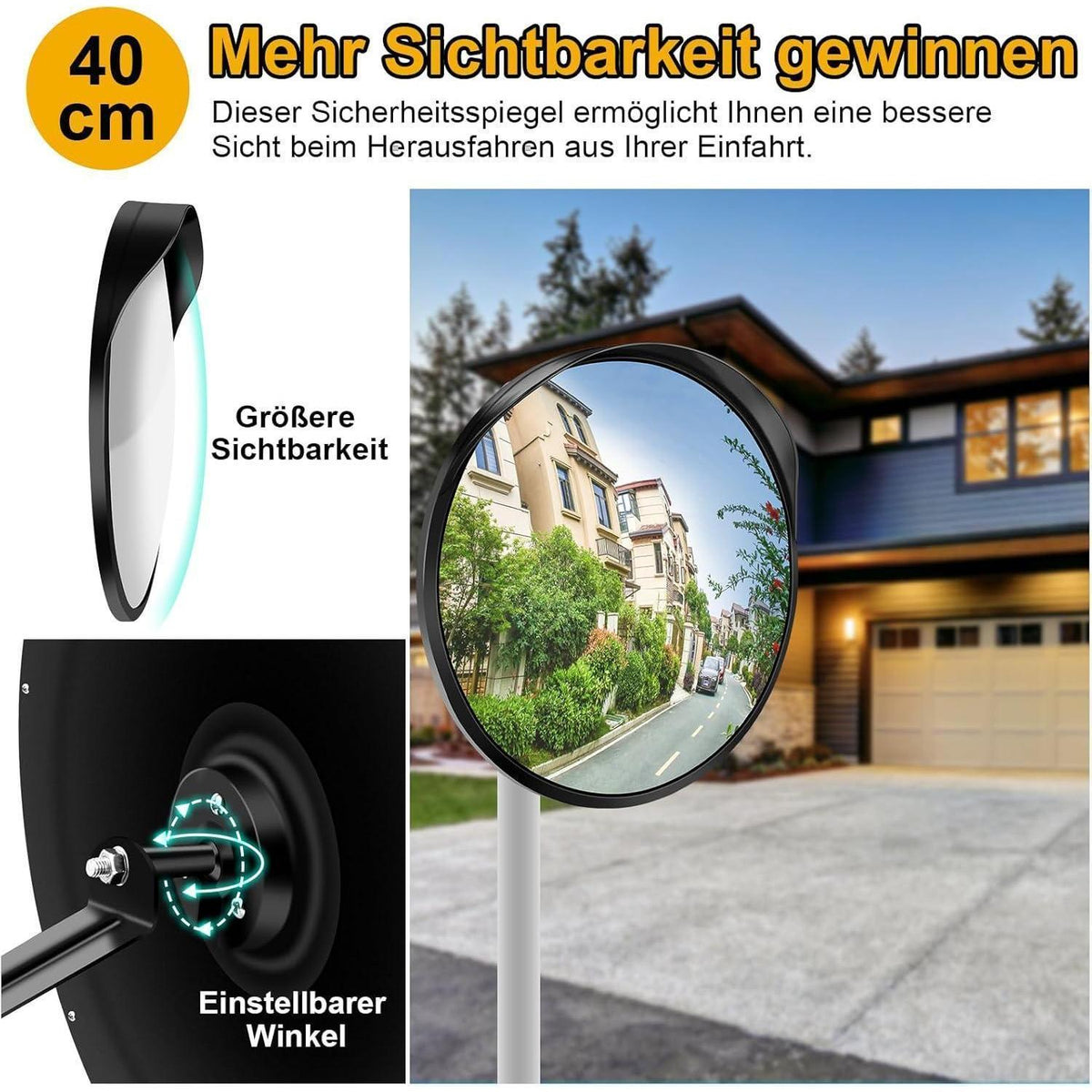 Verkehrsspiegel 40cm Acryl Weitwinkel für Innen & Außen