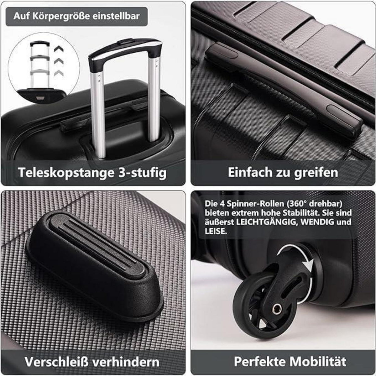 Premium Koffer Set 2tlg (M+L) Apfelgrün – Hartschale mit TSA-Schloss